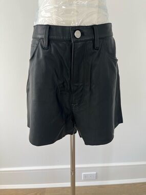 Frame Denim Black Leather Shorts